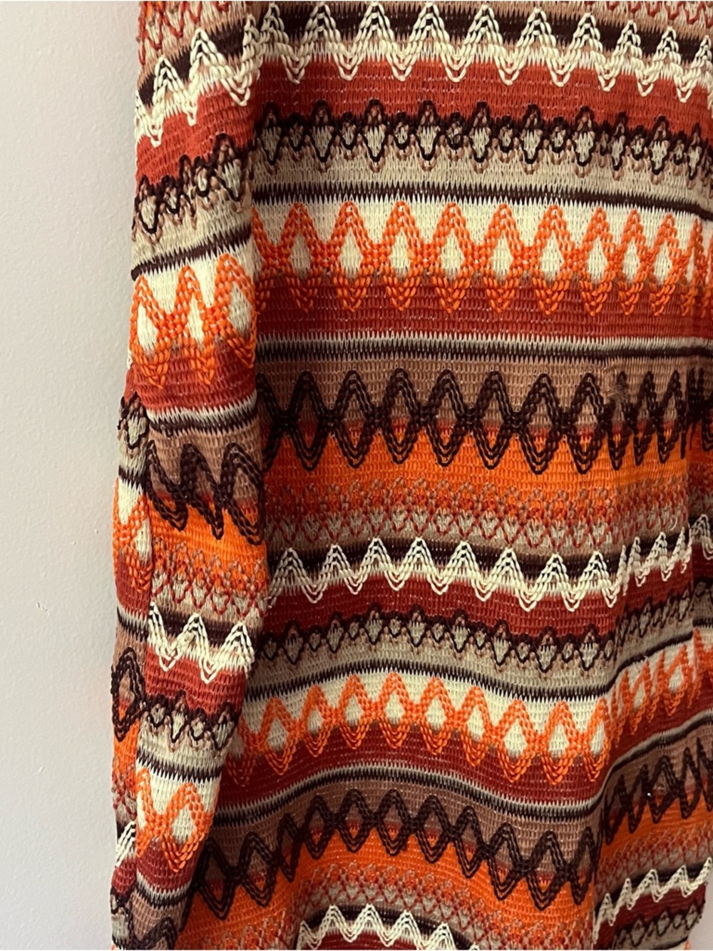 Knit Halter Bodycon Dress Small Brown Orange Zig Zag Scoop Neck Beachy Shein - Picture 3 of 6